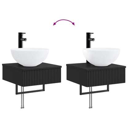 vidaXL Wall-Mounted Wash Basin Black 40 x 41 x 40.5 cm Engineered Wood