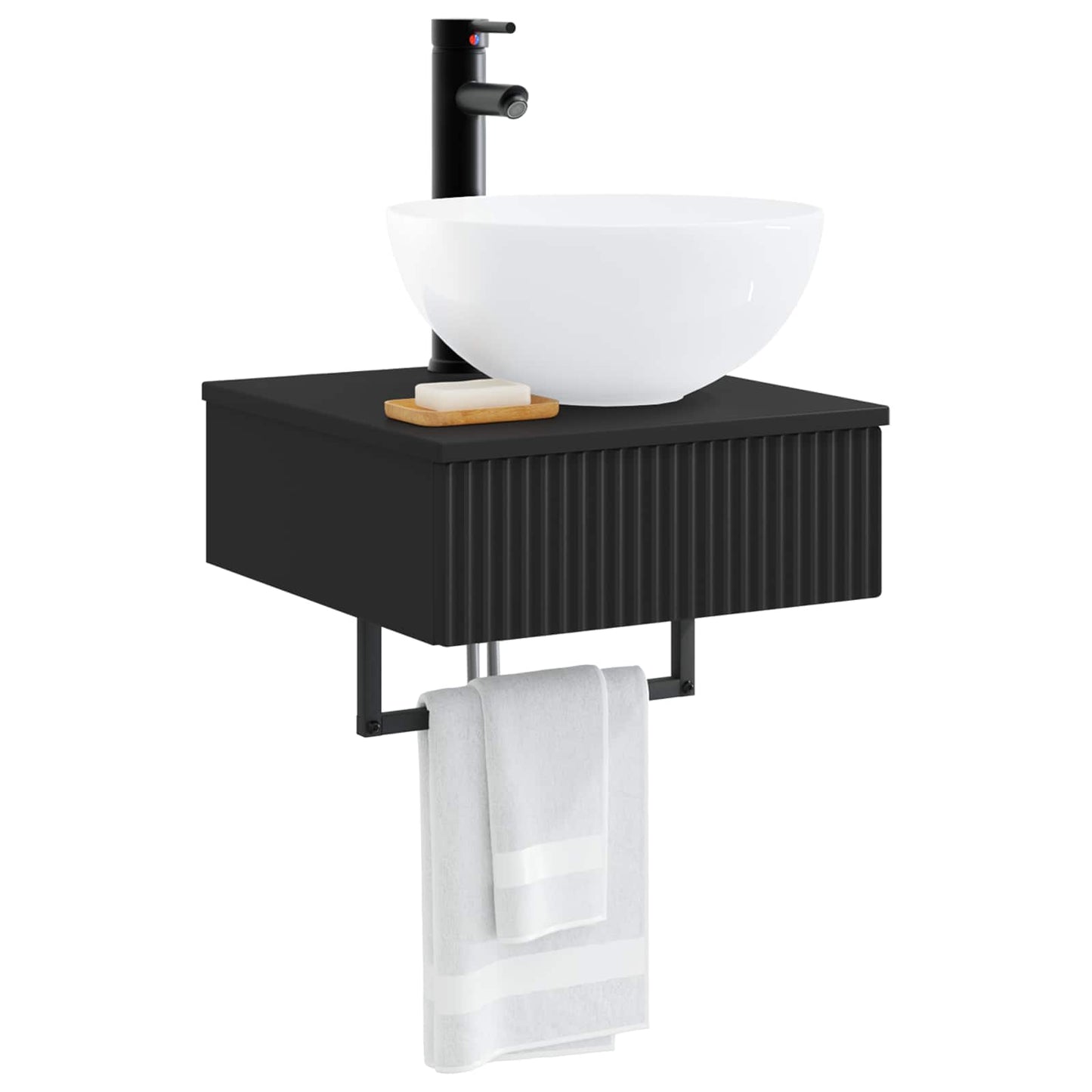 vidaXL Wall-Mounted Wash Basin Black 40 x 41 x 40.5 cm Engineered Wood