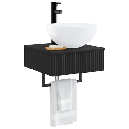 vidaXL Wall-Mounted Wash Basin Black 40 x 41 x 40.5 cm Engineered Wood