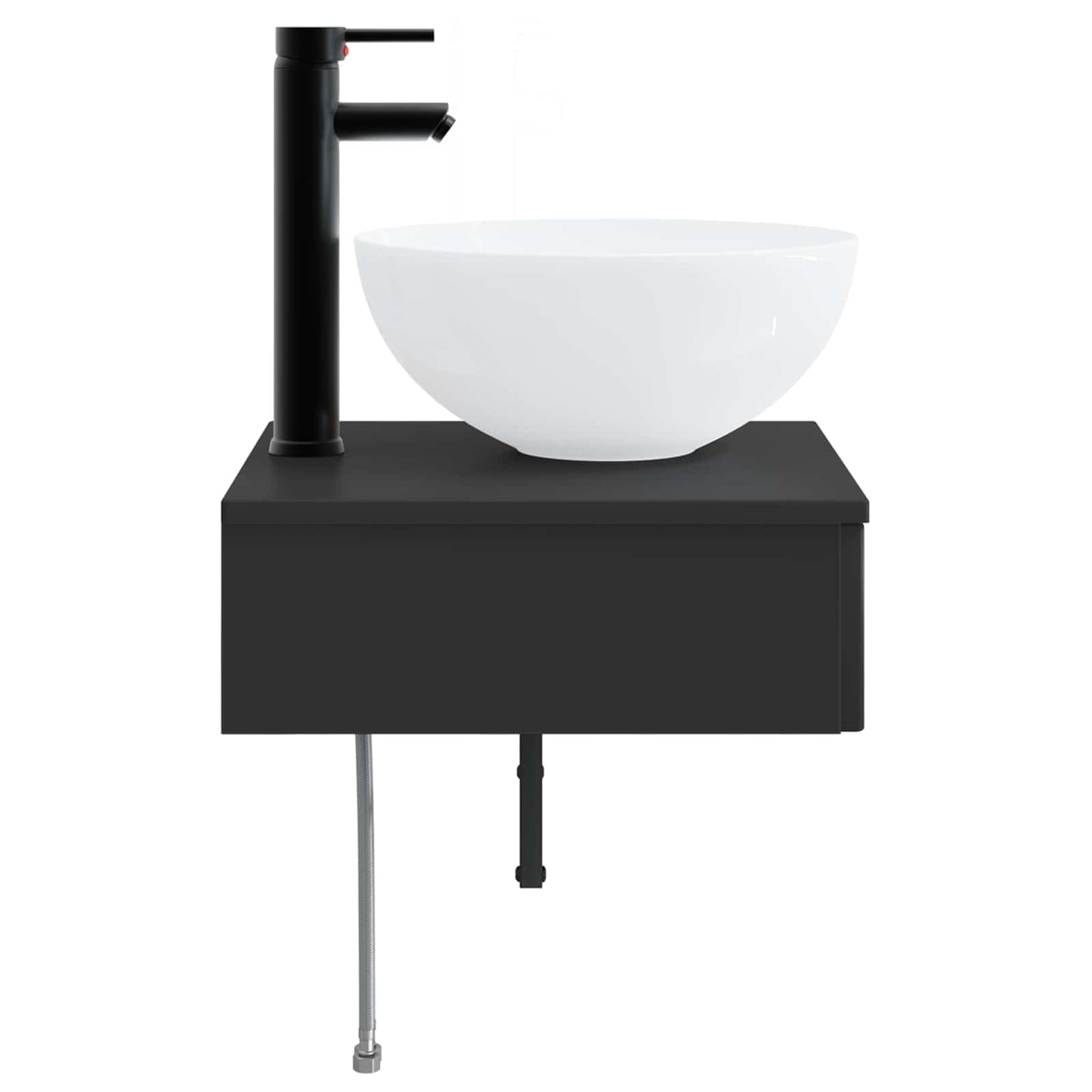 vidaXL Wall-Mounted Wash Basin Black 40 x 41 x 40.5 cm Engineered Wood