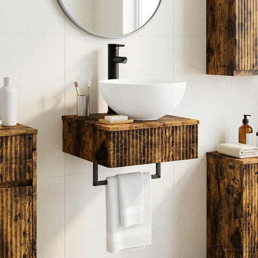vidaXL Wall-Mounted Wash Basin Smoked Oak 40 x 41 x 40.5 cm