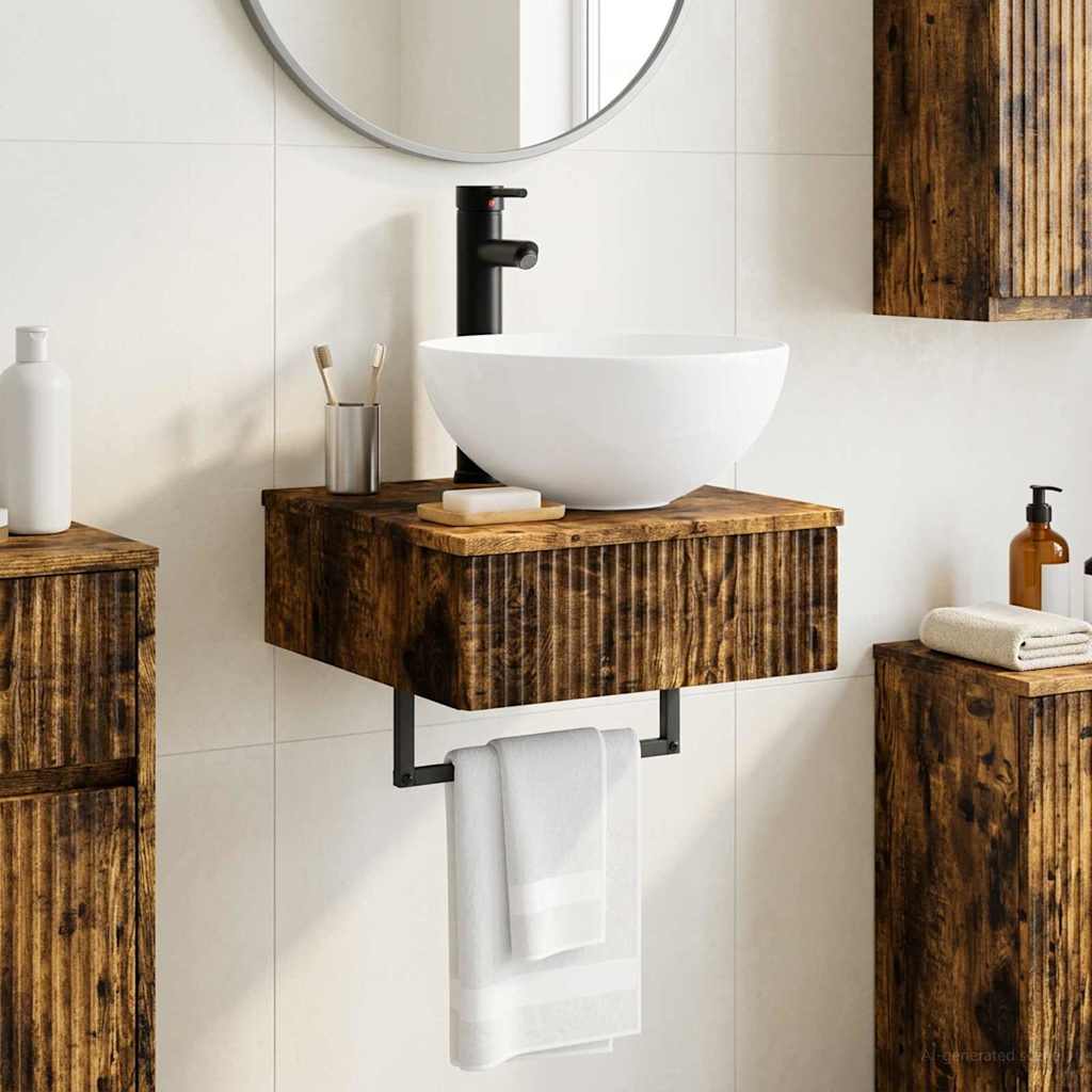 vidaXL Wall-Mounted Wash Basin Smoked Oak 40 x 41 x 40.5 cm