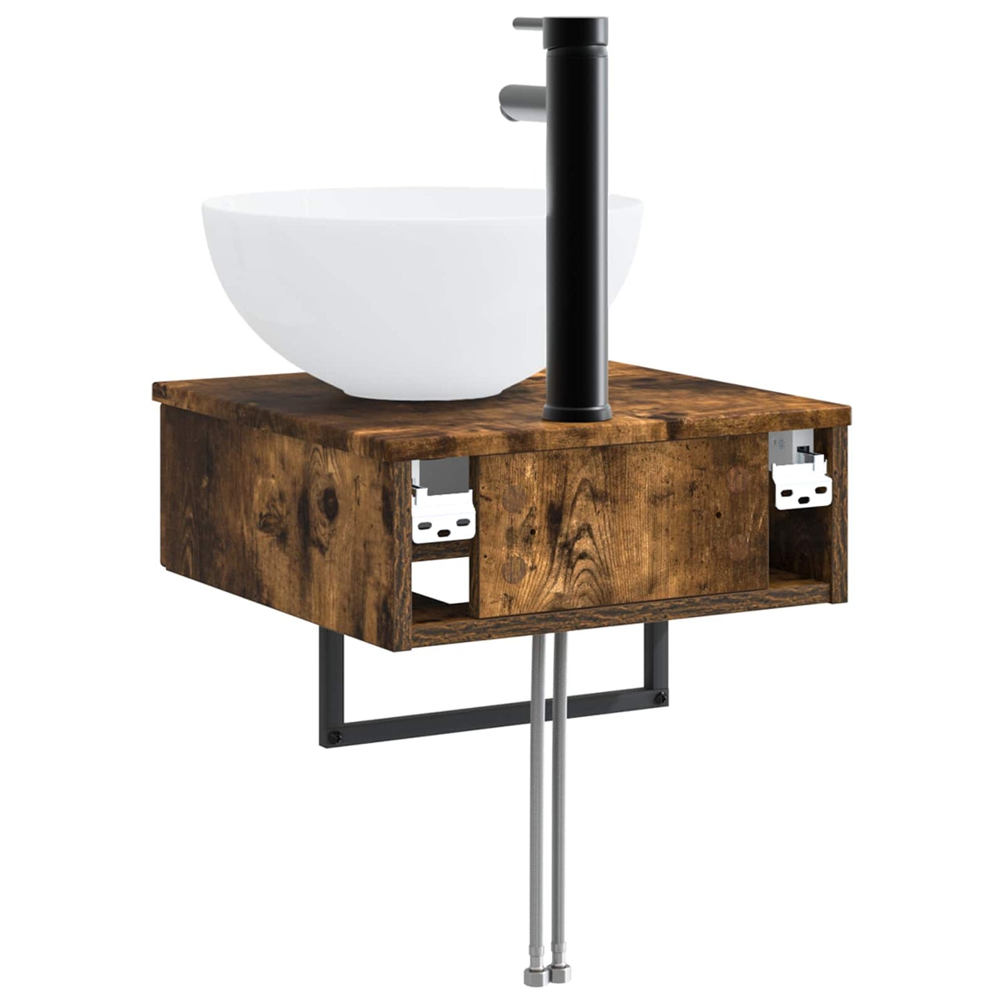 vidaXL Wall-Mounted Wash Basin Smoked Oak 40 x 41 x 40.5 cm