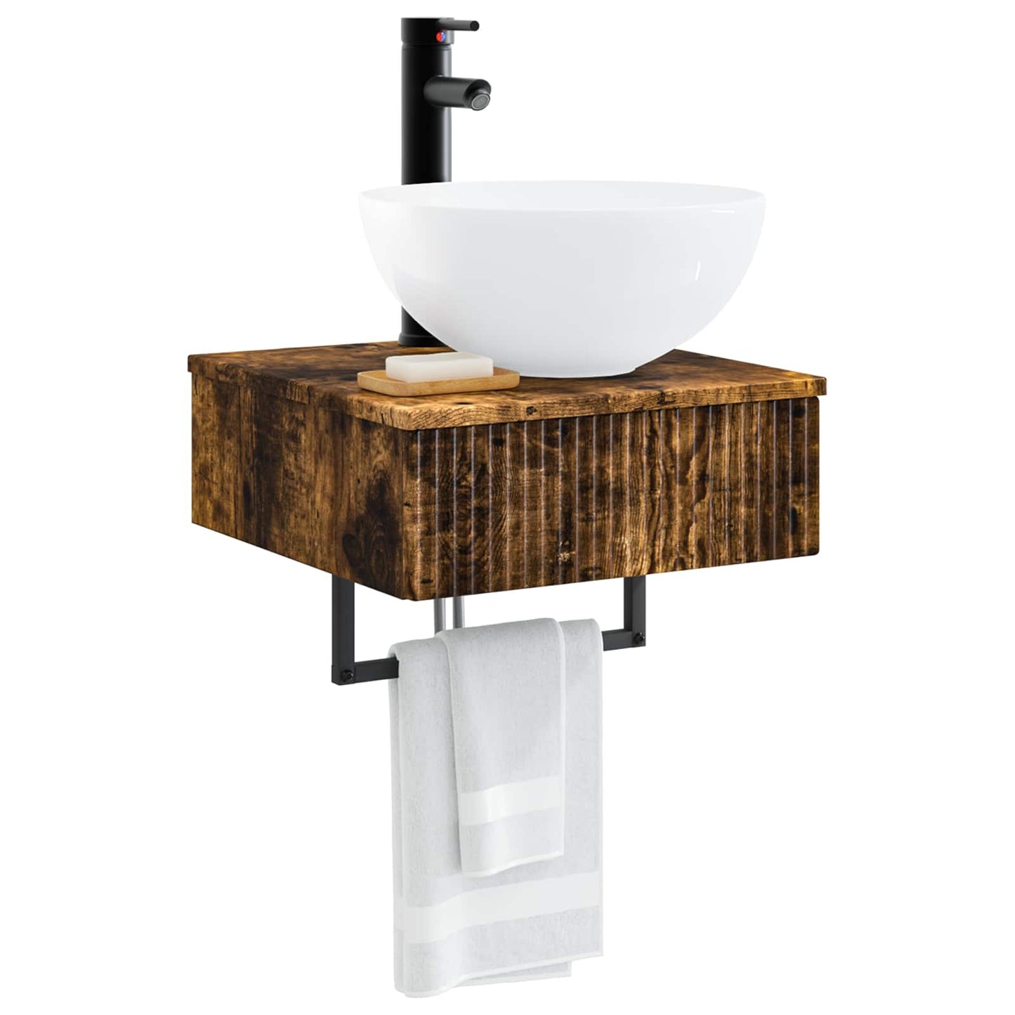 vidaXL Wall-Mounted Wash Basin Smoked Oak 40 x 41 x 40.5 cm