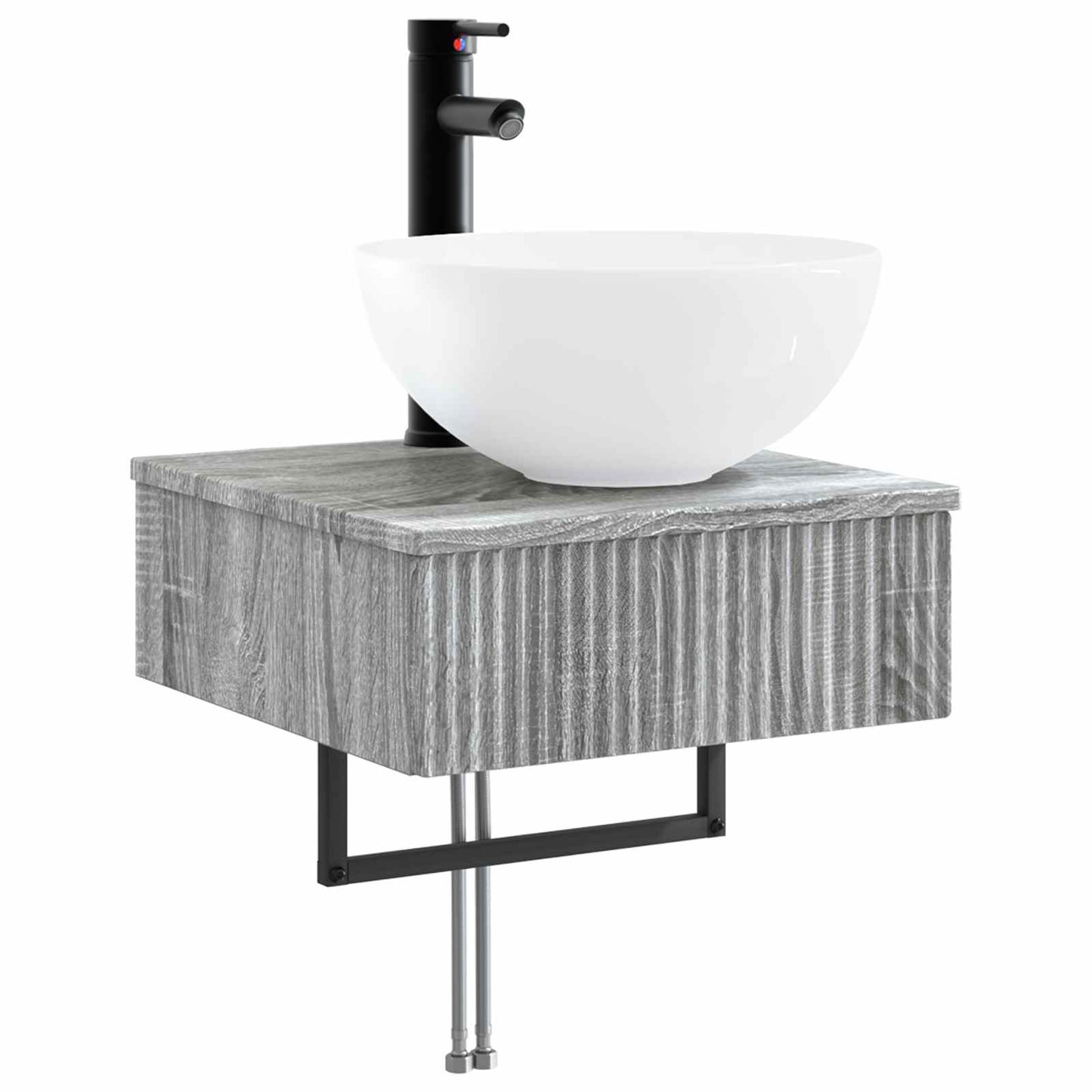 vidaXL Wall-Mounted Wash Basin Grey Sonoma 40 x 41 x 40.5 cm