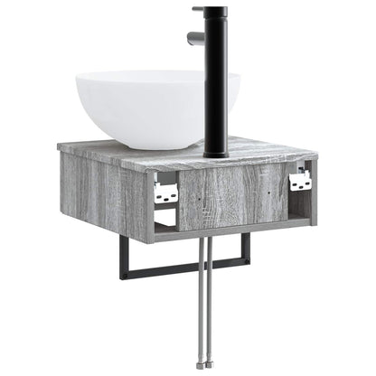 vidaXL Wall-Mounted Wash Basin Grey Sonoma 40 x 41 x 40.5 cm