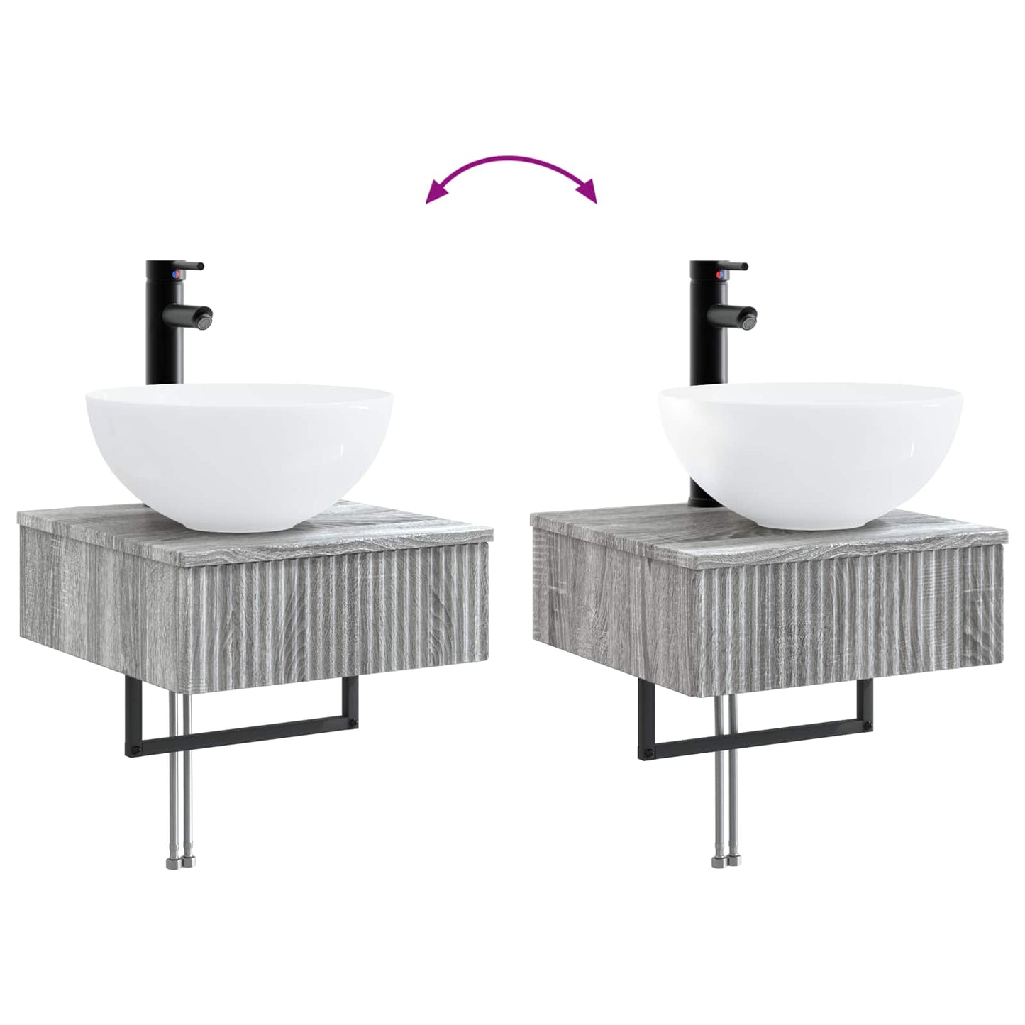 vidaXL Wall-Mounted Wash Basin Grey Sonoma 40 x 41 x 40.5 cm