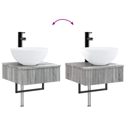 vidaXL Wall-Mounted Wash Basin Grey Sonoma 40 x 41 x 40.5 cm