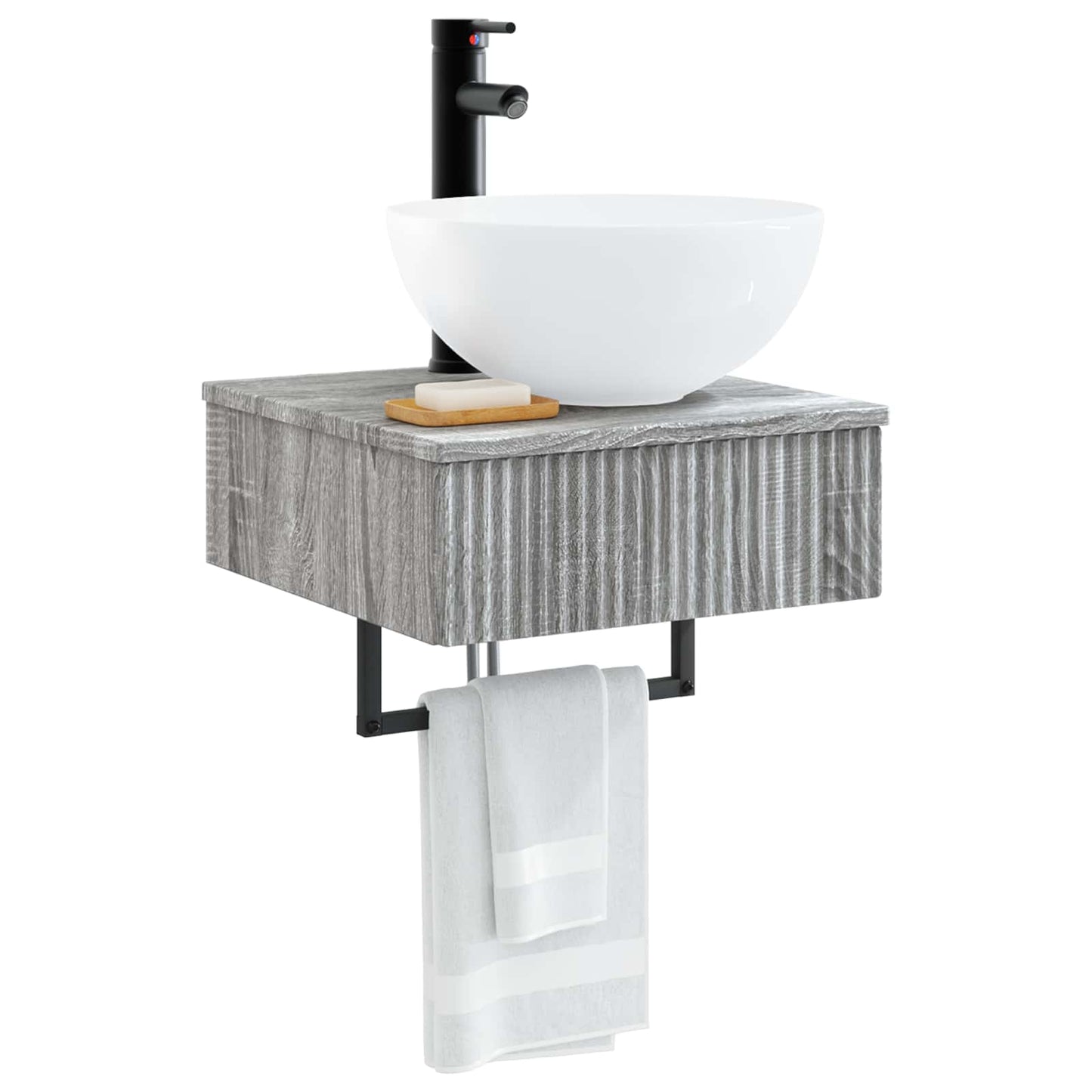 vidaXL Wall-Mounted Wash Basin Grey Sonoma 40 x 41 x 40.5 cm