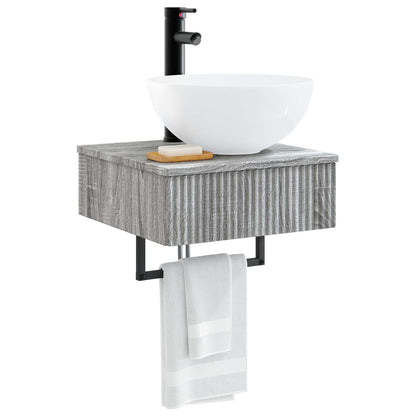 vidaXL Wall-Mounted Wash Basin Grey Sonoma 40 x 41 x 40.5 cm