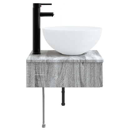 vidaXL Wall-Mounted Wash Basin Grey Sonoma 40 x 41 x 40.5 cm