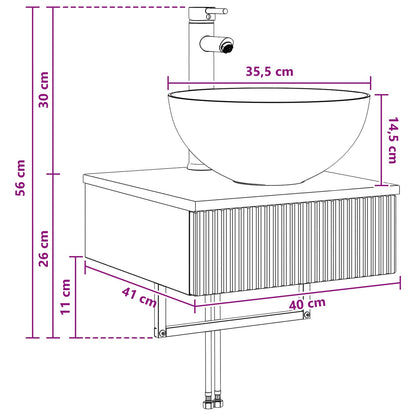 vidaXL Wall-Mounted Wash Basin Grey Sonoma 40 x 41 x 40.5 cm