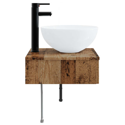 vidaXL Wall-Mounted Wash Basin Old Wood 40 x 41 x 40.5 cm