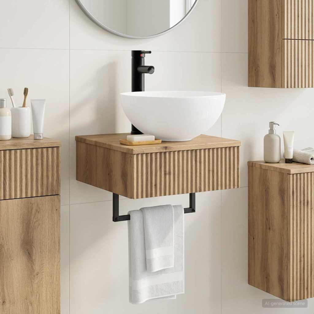 vidaXL Wall-Mounted Wash Basin Artisan Oak 40 x 41 x 40.5 cm