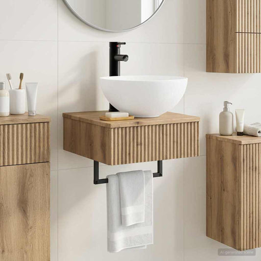 vidaXL Wall-Mounted Wash Basin Artisan Oak 40 x 41 x 40.5 cm