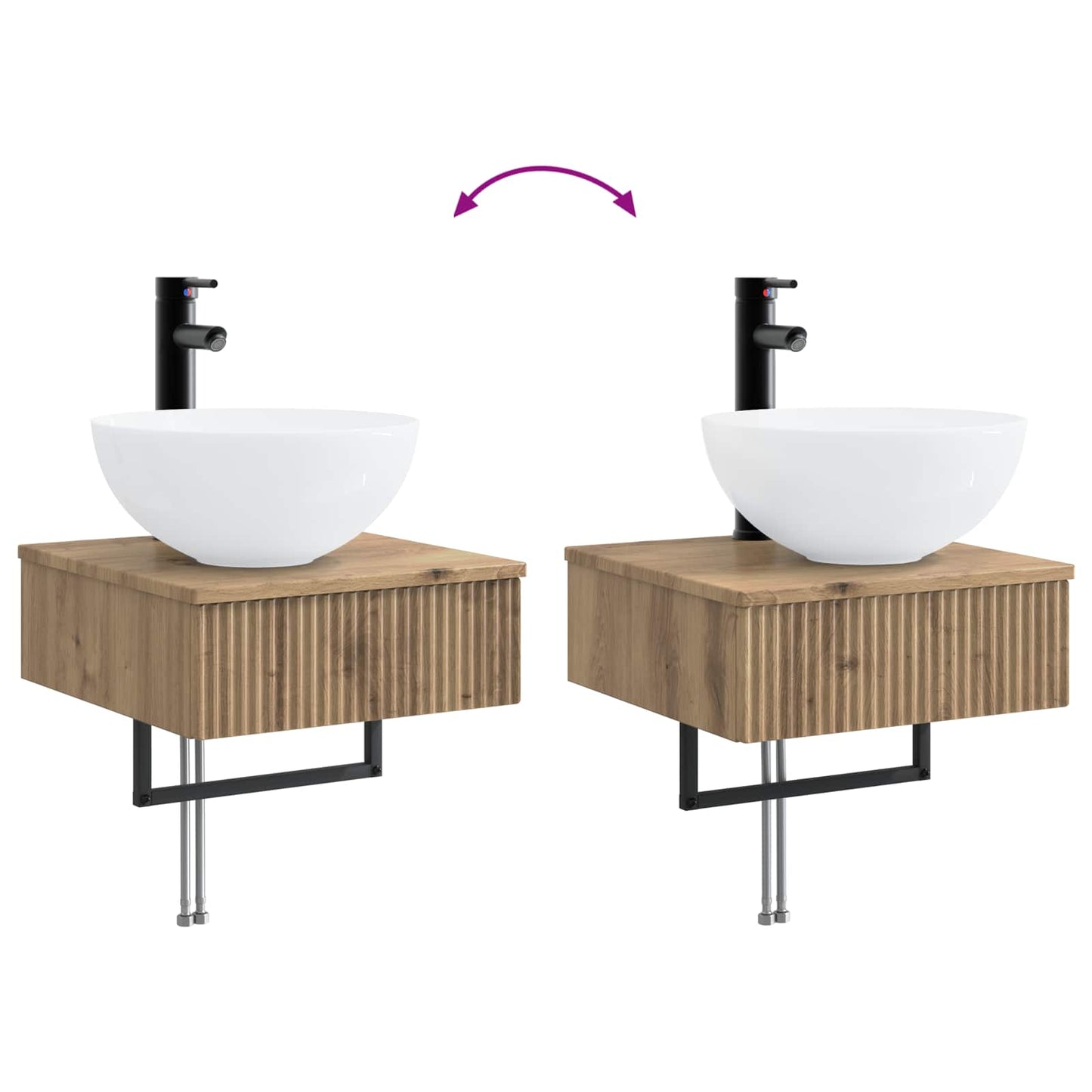 vidaXL Wall-Mounted Wash Basin Artisan Oak 40 x 41 x 40.5 cm