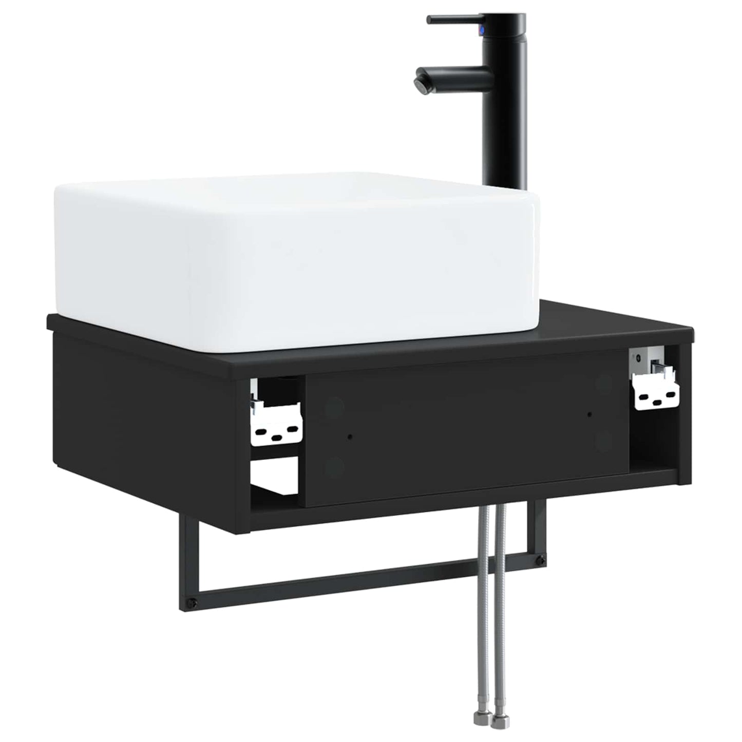 vidaXL Wall-Mounted Wash Basin Black 50 x 41 x 39 cm Engineered Wood