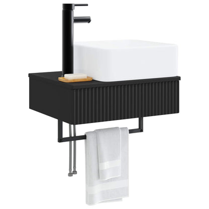 vidaXL Wall-Mounted Wash Basin Black 50 x 41 x 39 cm Engineered Wood
