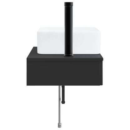 vidaXL Wall-Mounted Wash Basin Black 50 x 41 x 39 cm Engineered Wood