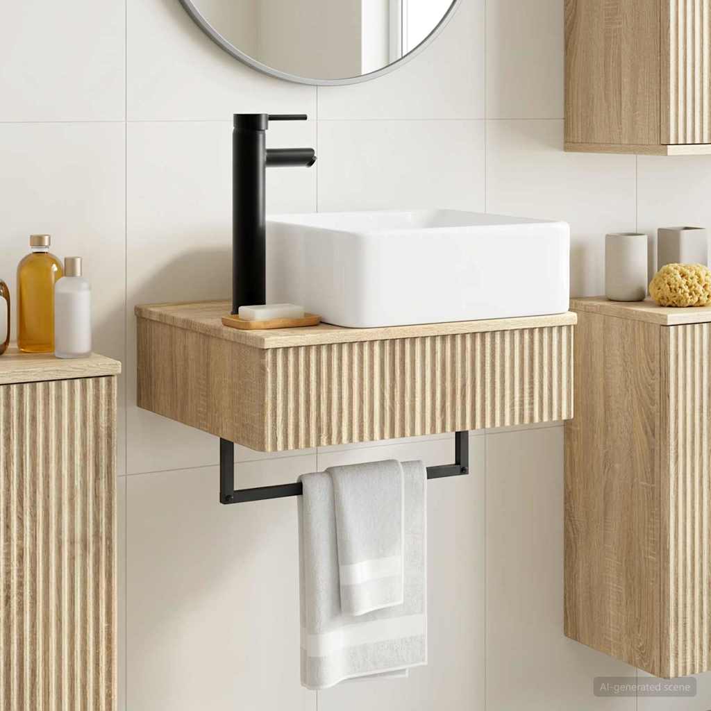 vidaXL Wall-Mounted Wash Basin Sonoma Oak 50 x 41 x 39 cm