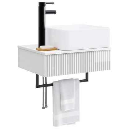 vidaXL Wall-Mounted Wash Basin High Gloss White 50 x 41 x 39 cm