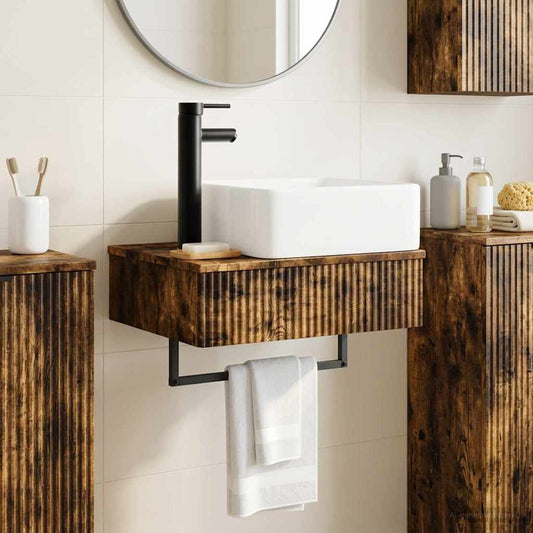 vidaXL Wall-Mounted Wash Basin Smoked Oak 50 x 41 x 39 cm