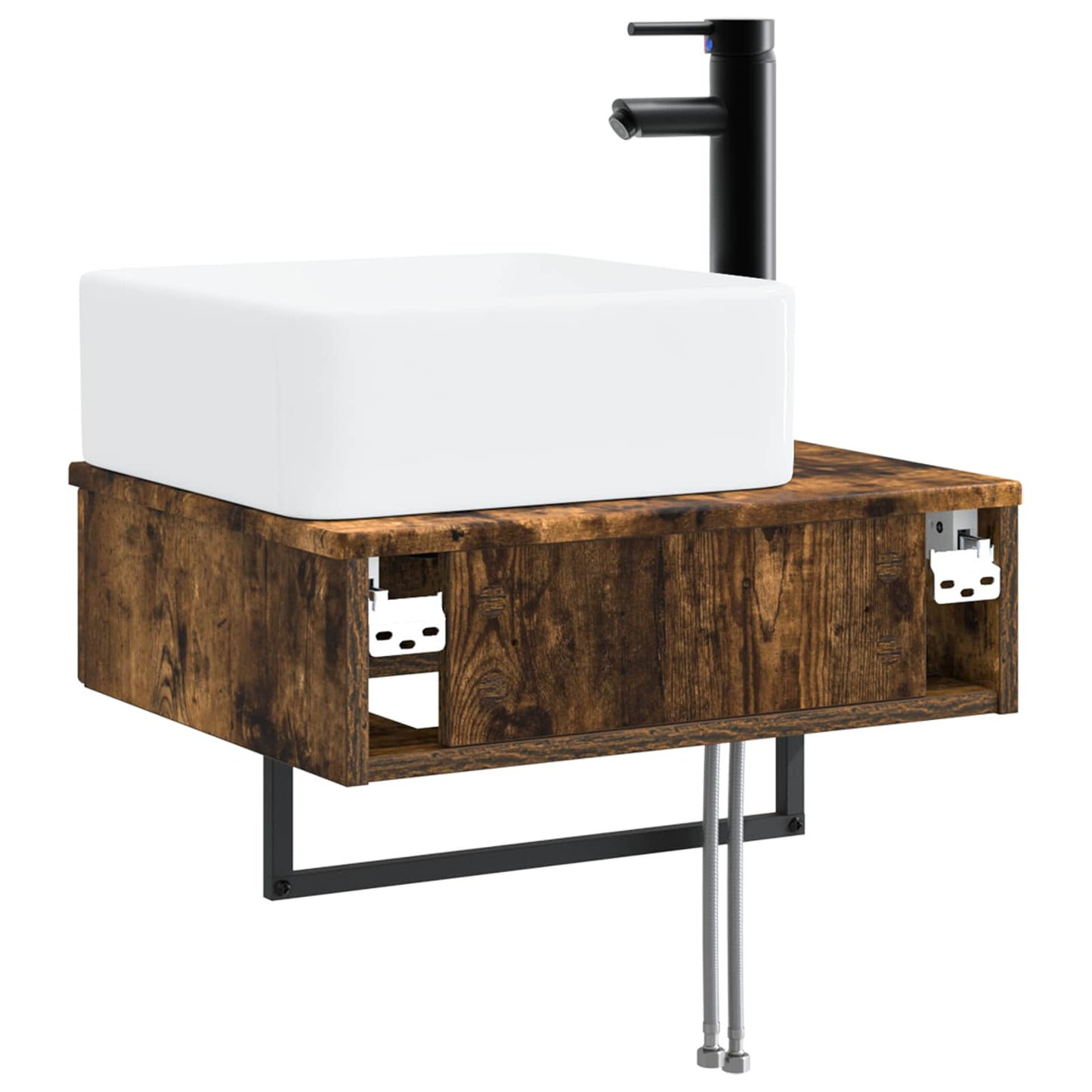 vidaXL Wall-Mounted Wash Basin Smoked Oak 50 x 41 x 39 cm
