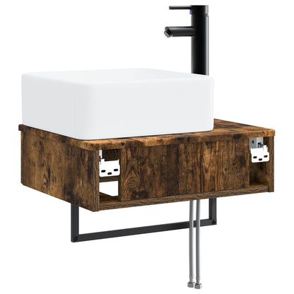 vidaXL Wall-Mounted Wash Basin Smoked Oak 50 x 41 x 39 cm