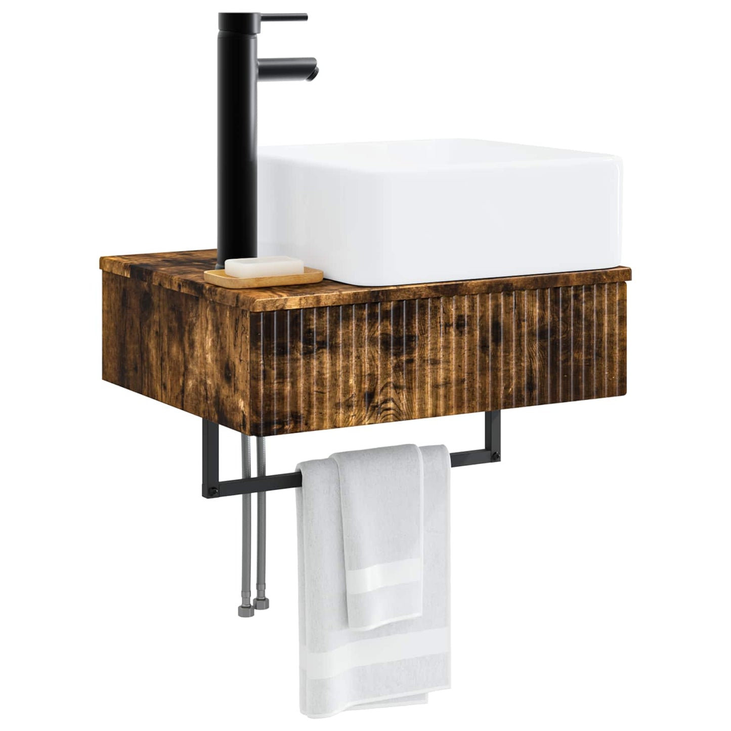 vidaXL Wall-Mounted Wash Basin Smoked Oak 50 x 41 x 39 cm