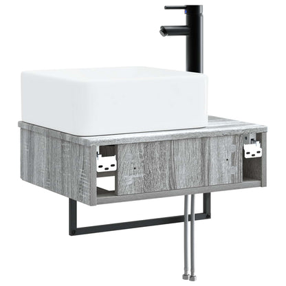 vidaXL Wall-Mounted Wash Basin Grey Sonoma 50 x 41 x 39 cm