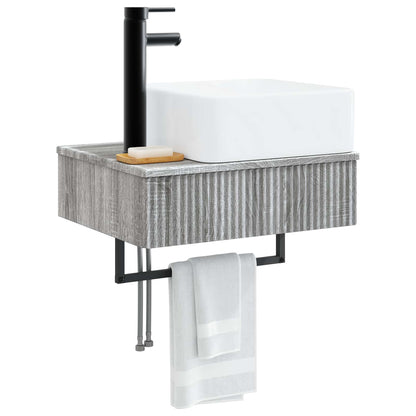 vidaXL Wall-Mounted Wash Basin Grey Sonoma 50 x 41 x 39 cm