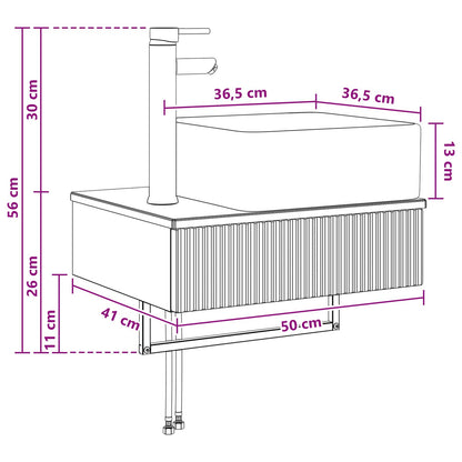 vidaXL Wall-Mounted Wash Basin Grey Sonoma 50 x 41 x 39 cm
