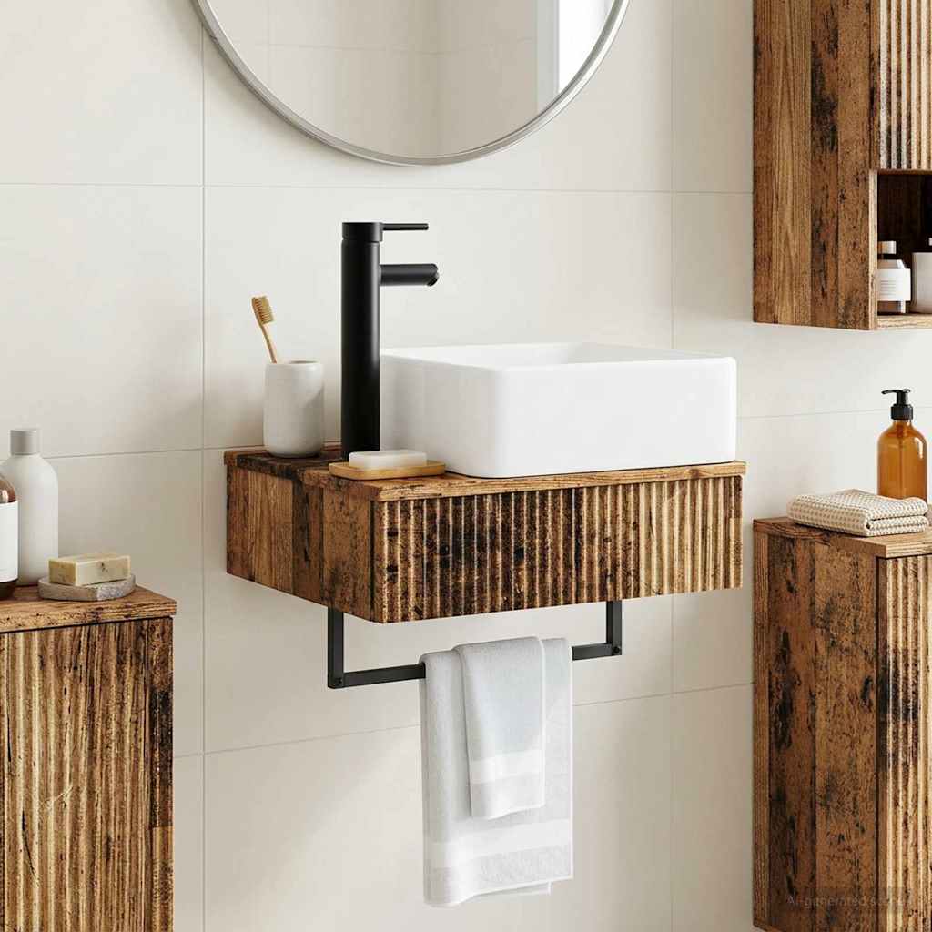 vidaXL Wall-Mounted Wash Basin Old Wood 50 x 41 x 39 cm