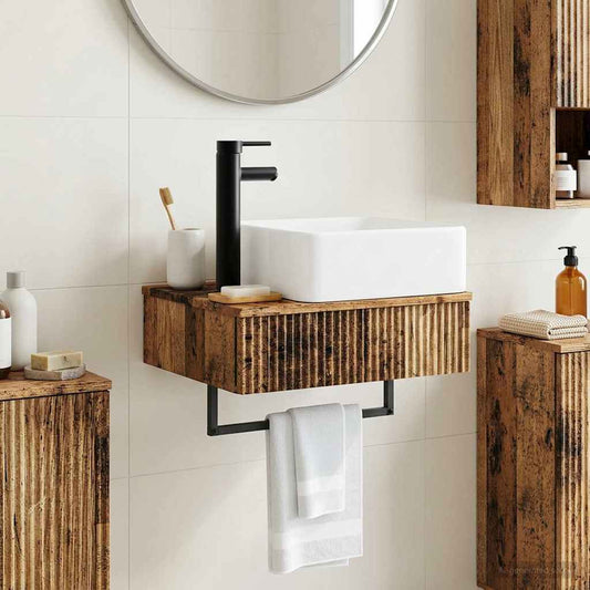 vidaXL Wall-Mounted Wash Basin Old Wood 50 x 41 x 39 cm