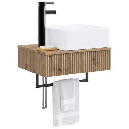 vidaXL Wall-Mounted Wash Basin Artisan Oak 50 x 41 x 39 cm