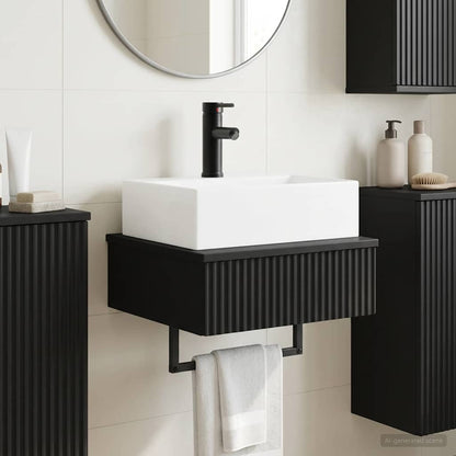 vidaXL Wall-Mounted Wash Basin Black 40 x 41 x 39 cm Engineered Wood