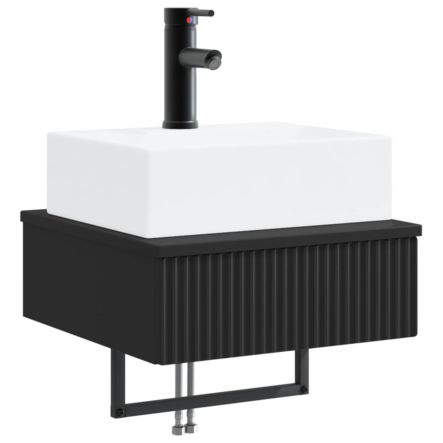 vidaXL Wall-Mounted Wash Basin Black 40 x 41 x 39 cm Engineered Wood