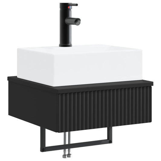 vidaXL Wall-Mounted Wash Basin Black 40 x 41 x 39 cm Engineered Wood