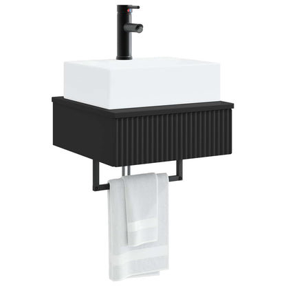 vidaXL Wall-Mounted Wash Basin Black 40 x 41 x 39 cm Engineered Wood