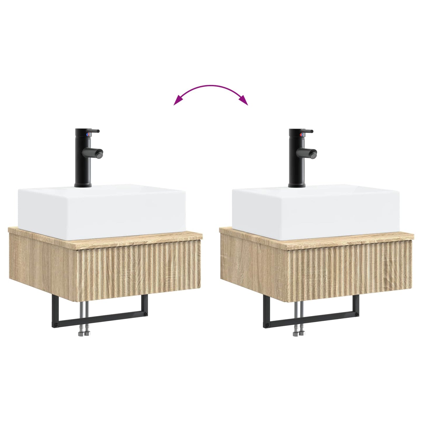 vidaXL Wall-Mounted Wash Basin Sonoma Oak 40 x 41 x 39 cm