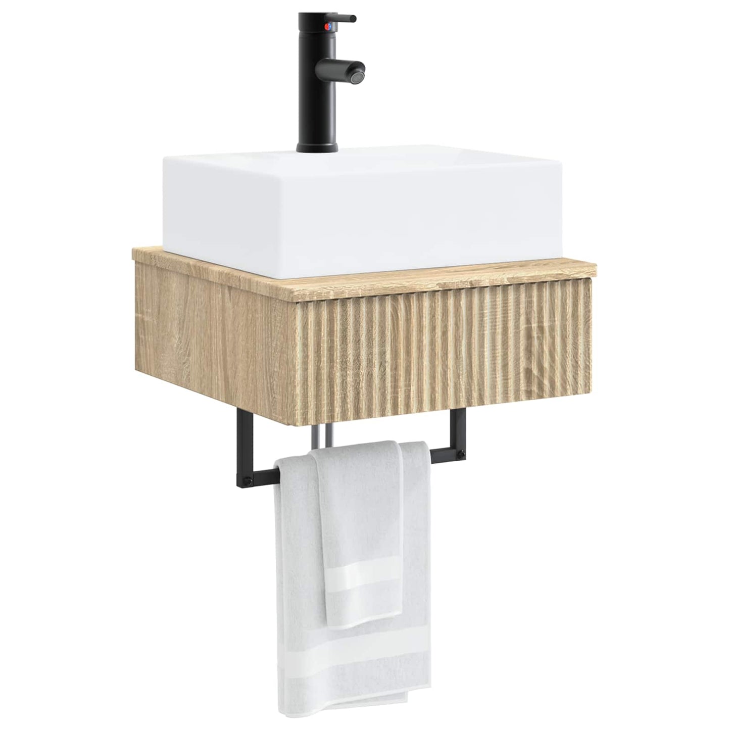 vidaXL Wall-Mounted Wash Basin Sonoma Oak 40 x 41 x 39 cm