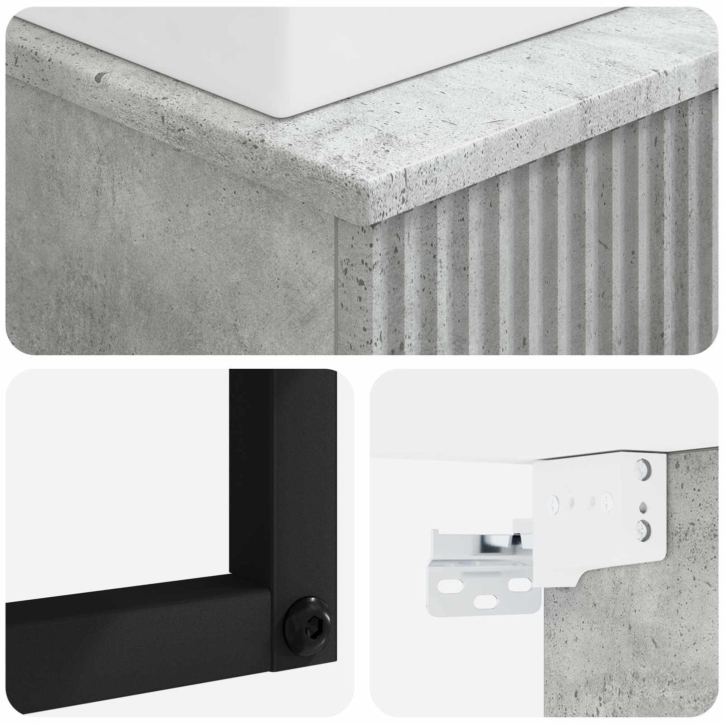 vidaXL Wall-Mounted Wash Basin Concrete Grey 40 x 41 x 39 cm