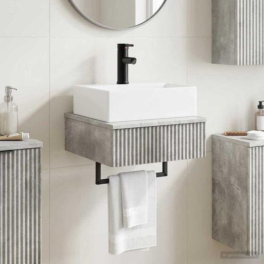 vidaXL Wall-Mounted Wash Basin Concrete Grey 40 x 41 x 39 cm
