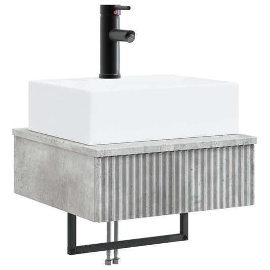 vidaXL Wall-Mounted Wash Basin Concrete Grey 40 x 41 x 39 cm