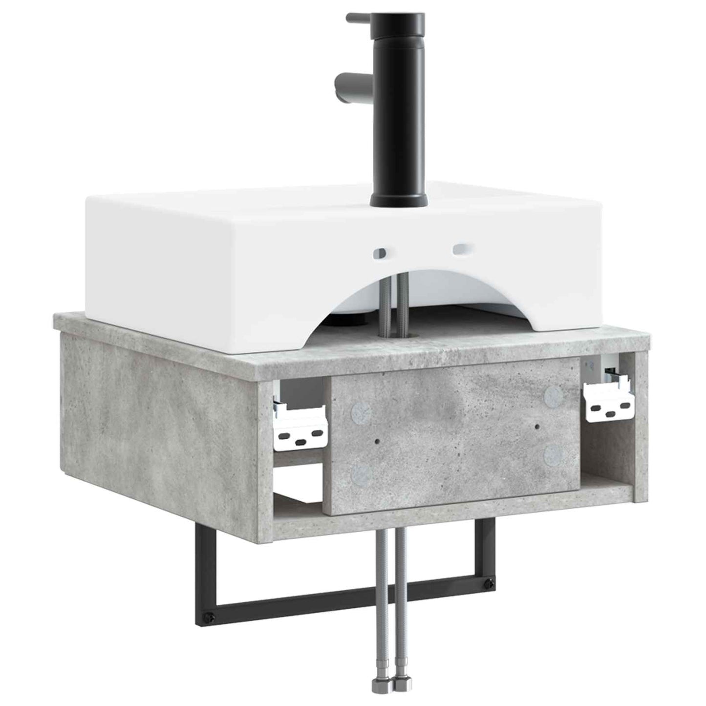 vidaXL Wall-Mounted Wash Basin Concrete Grey 40 x 41 x 39 cm
