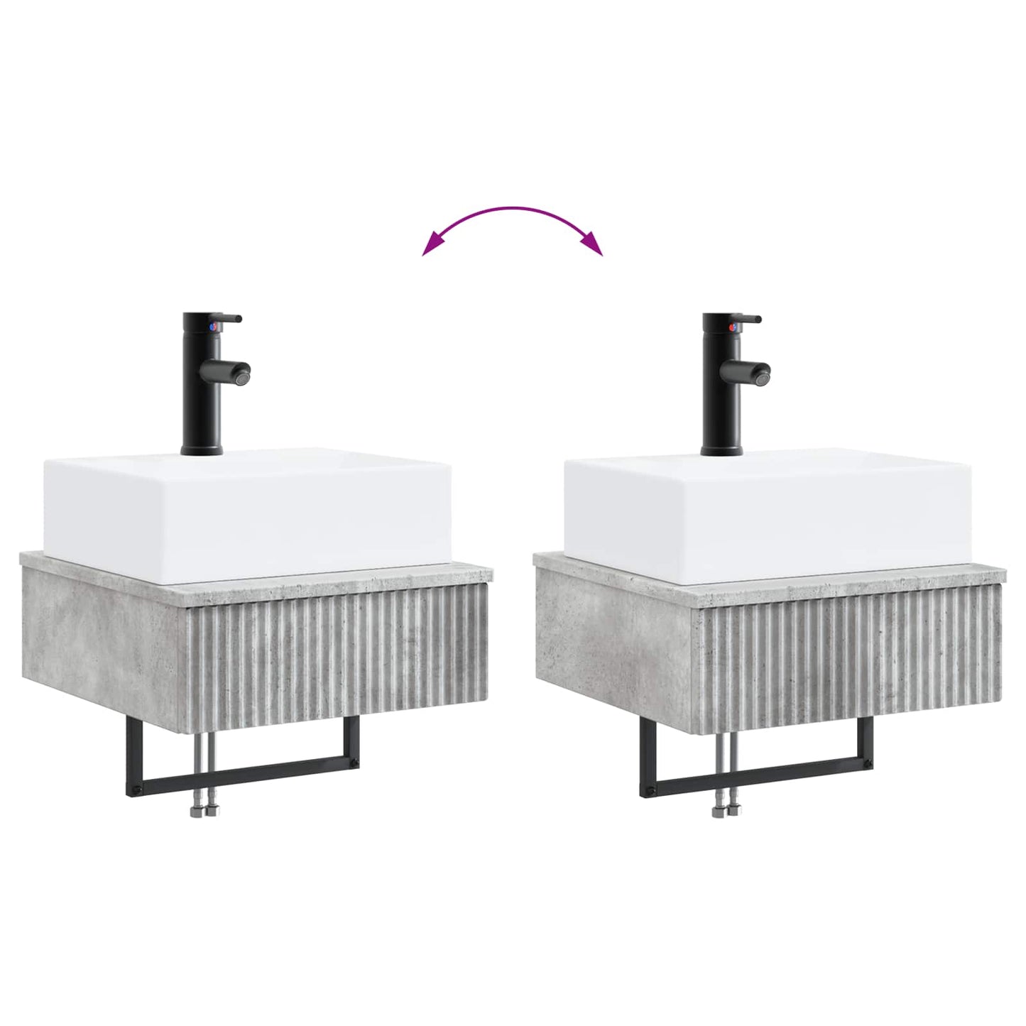 vidaXL Wall-Mounted Wash Basin Concrete Grey 40 x 41 x 39 cm
