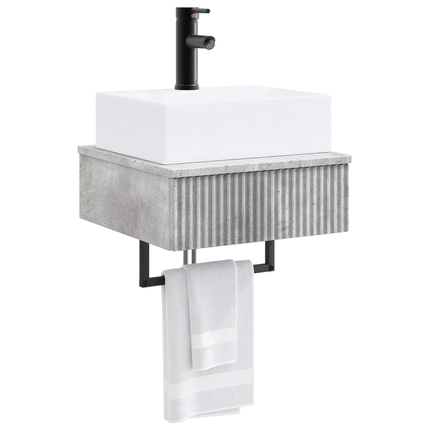 vidaXL Wall-Mounted Wash Basin Concrete Grey 40 x 41 x 39 cm