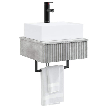vidaXL Wall-Mounted Wash Basin Concrete Grey 40 x 41 x 39 cm