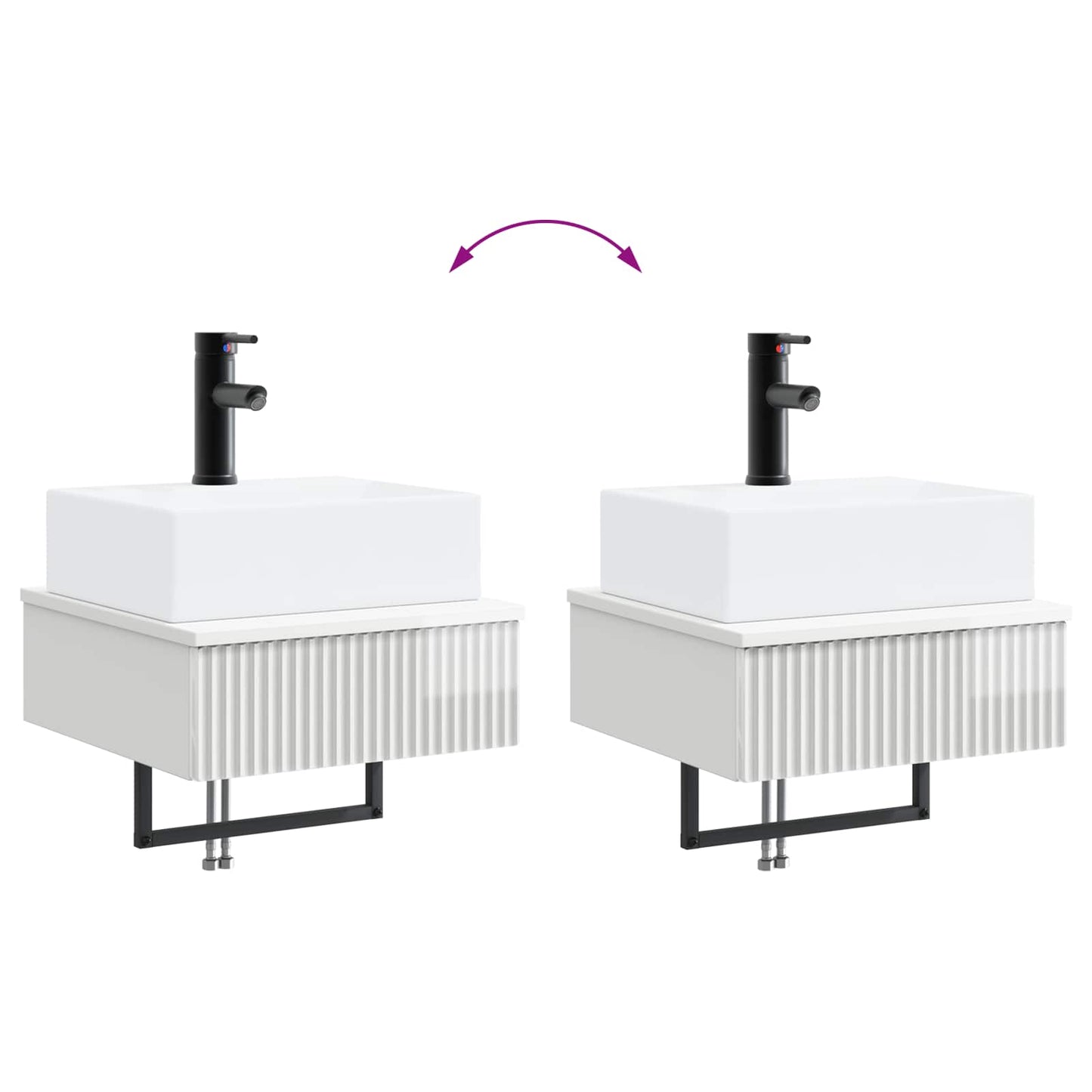 vidaXL Wall-Mounted Wash Basin High Gloss White 40 x 41 x 39 cm