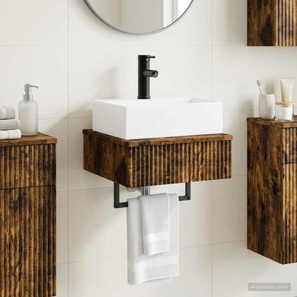 vidaXL Wall-Mounted Wash Basin Smoked Oak 40 x 41 x 39 cm